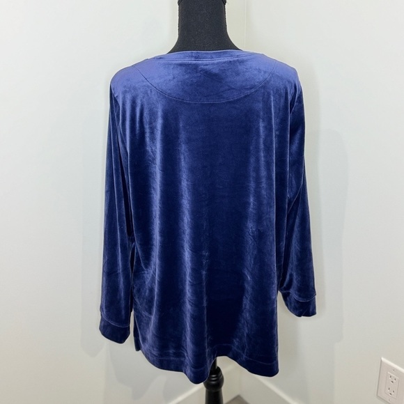 Denim & Co Blue Velour Long Sleeve Tunic with Pockets (LP) - Picture 5 of 8